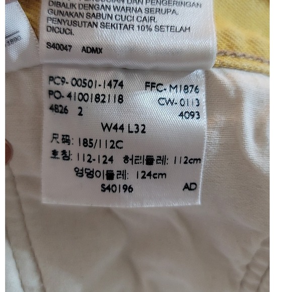 Levi's 501 93Yellow Button Fly Denim Jeans‎ W44 L32 - Picture 14 of 16